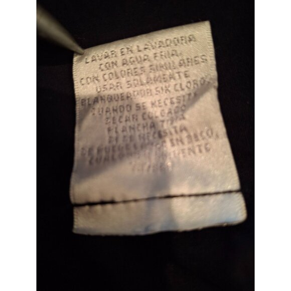 Worthington Womens Blouse 12 Black Short Sleeve V Neck Looped Collar Goth - Picture 6 of 8